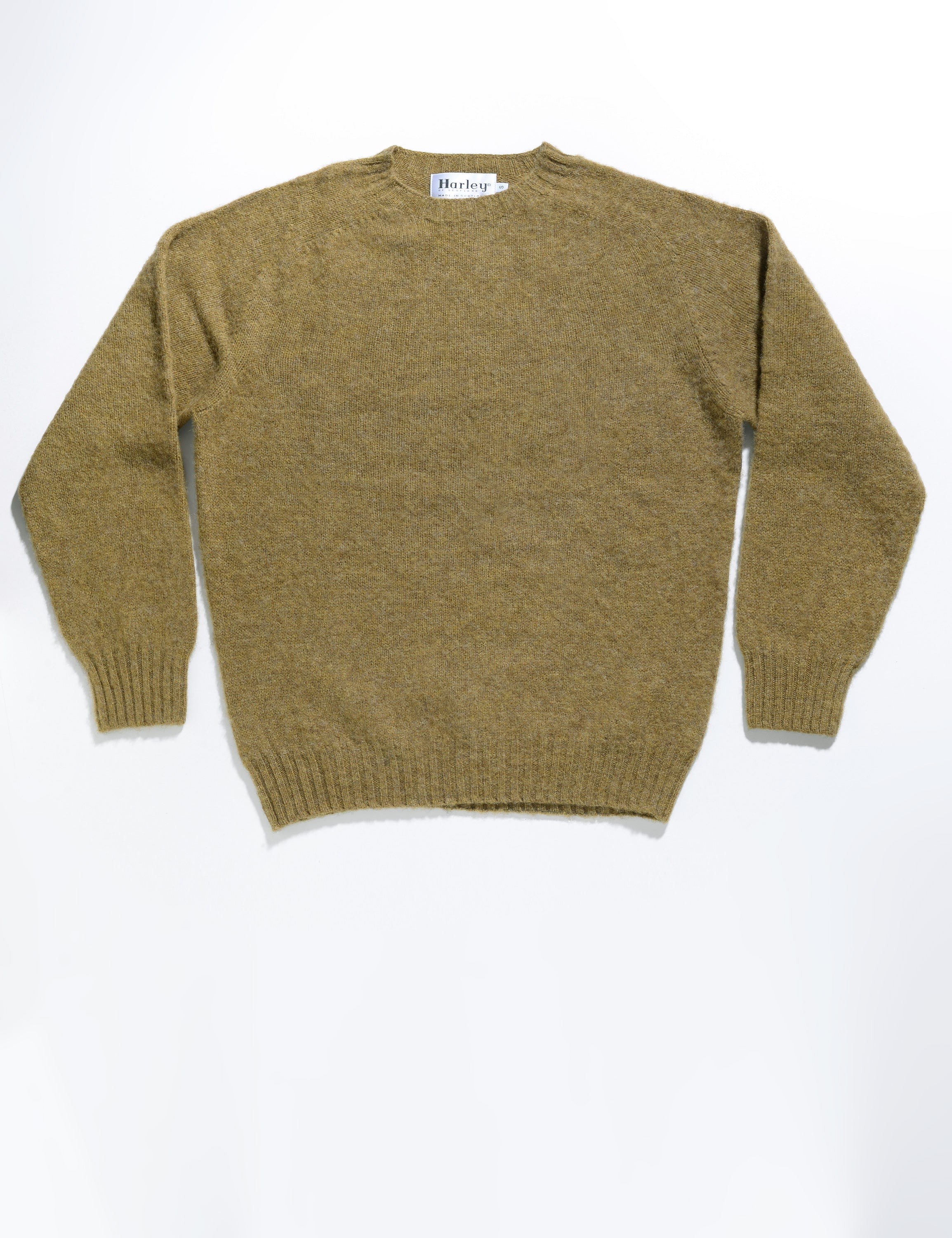 Classic Fit Shaggy Shetland Sweater - Warm Olive