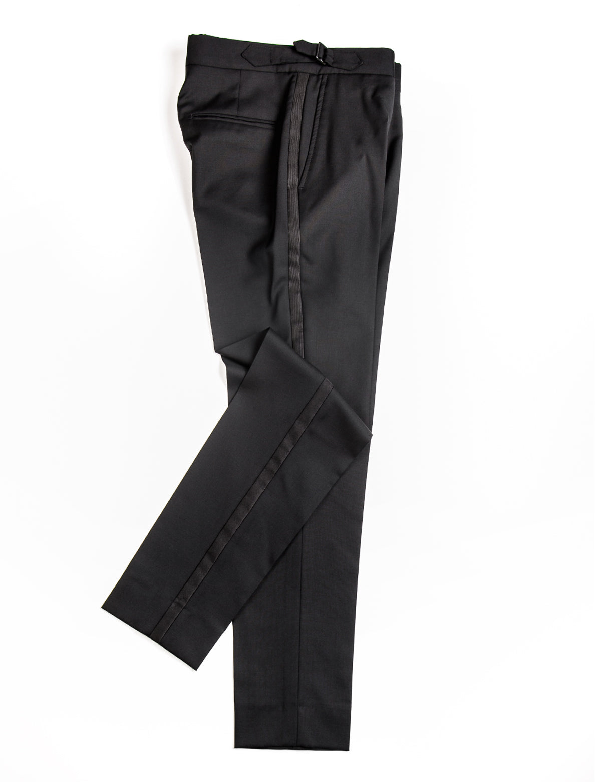 BKT50 Tuxedo Trouser in Super 110s - Black with Grosgrain Stripe – Brooklyn  Tailors