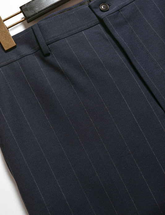 FINAL SALE: BKT36 Tailored Trouser in Travel-Ready Wool - Navy stripe