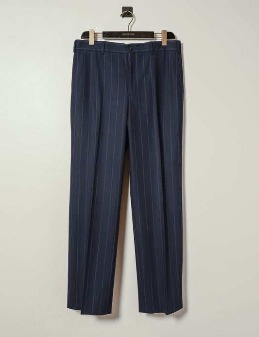 FINAL SALE: BKT36 Tailored Trouser in Travel-Ready Wool - Navy stripe