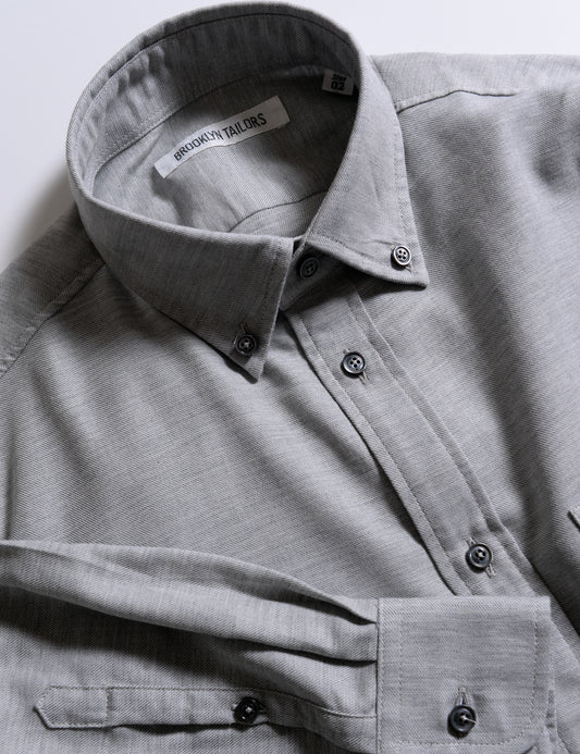 BKT10 Slim Casual Shirt in Cotton Cashmere Flannel - Winter Gray