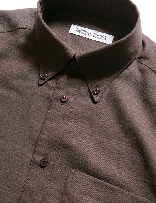 BKT14 Relaxed Shirt in Cotton Cashmere Flannel - Warm Brown