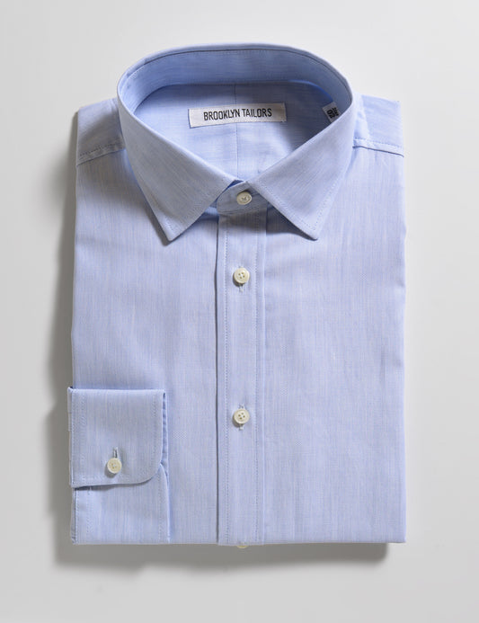 BKT20 Slim Dress Shirt in Cotton Basketweave - Pale Blue