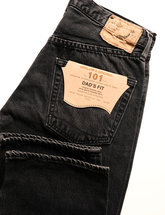 101 Dad Fit Denim Jeans - Black Denim Stonewash