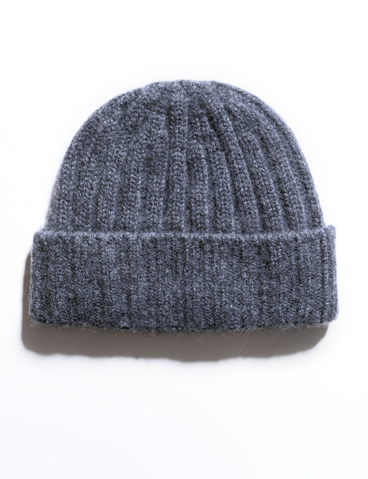 Flat shot of Cableami Cashmere Beanie - Gray