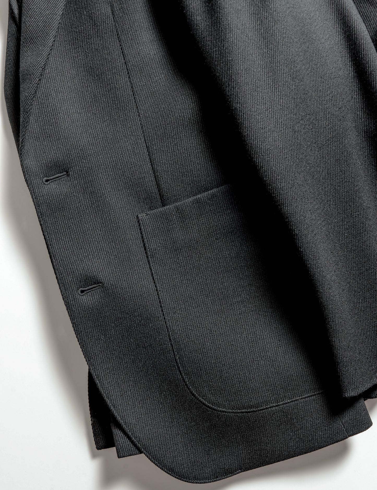 BKT35 Unstructured Jacket in 15oz Wool Twill - Black