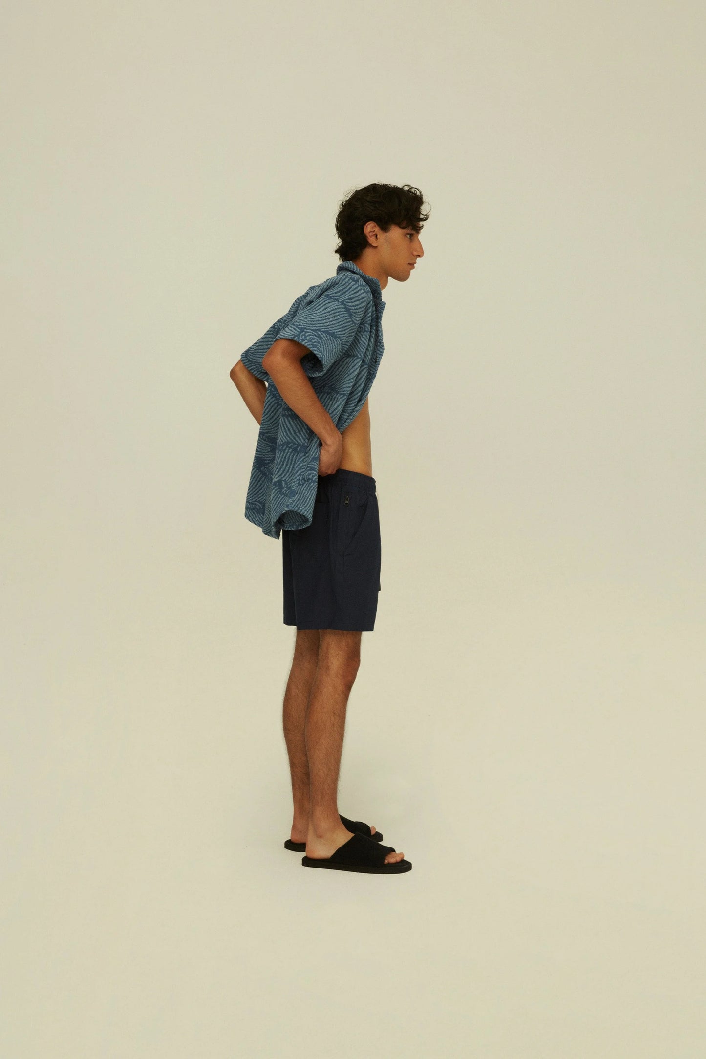 Navy Linen Shorts