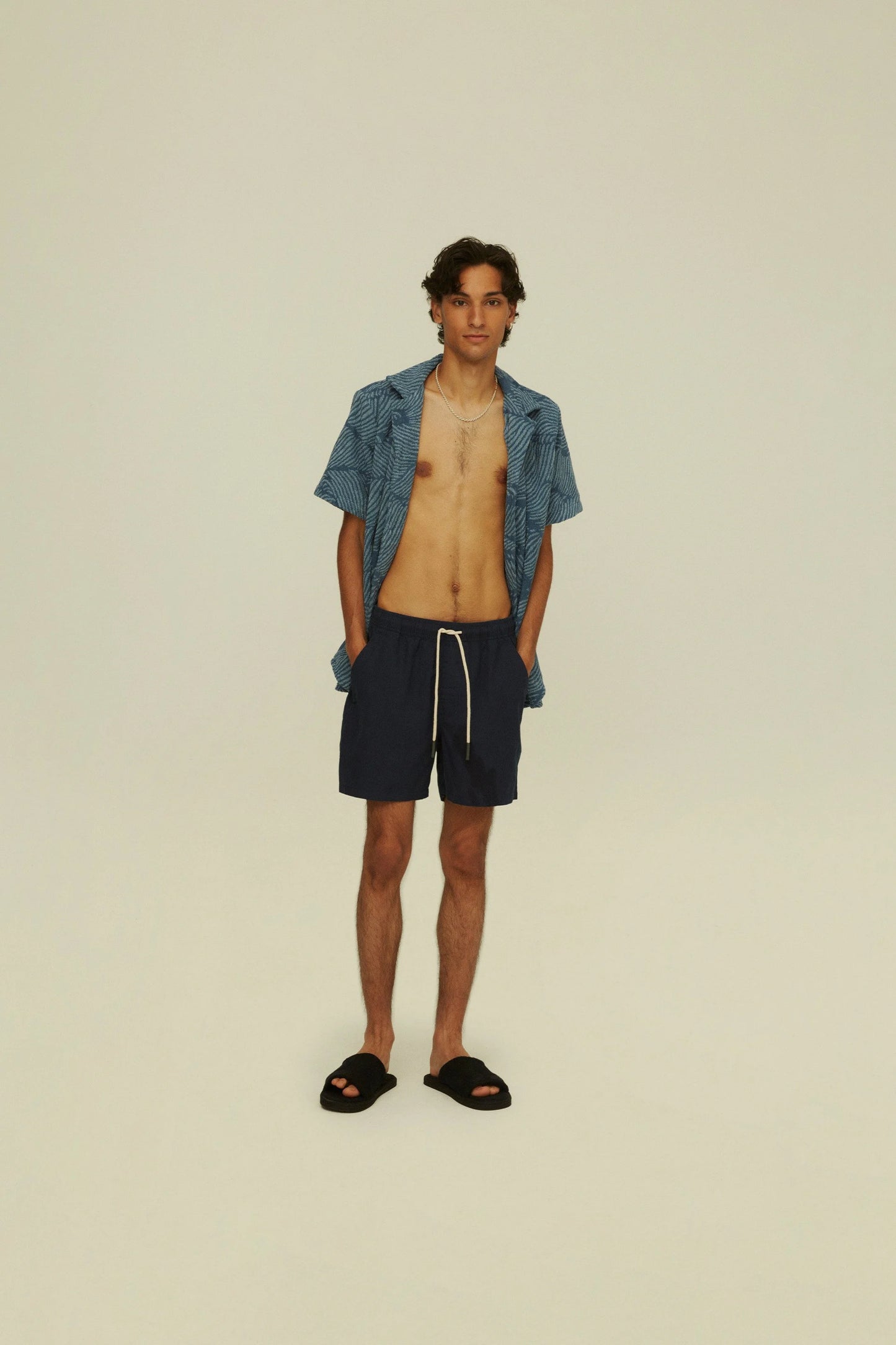 Navy Linen Shorts