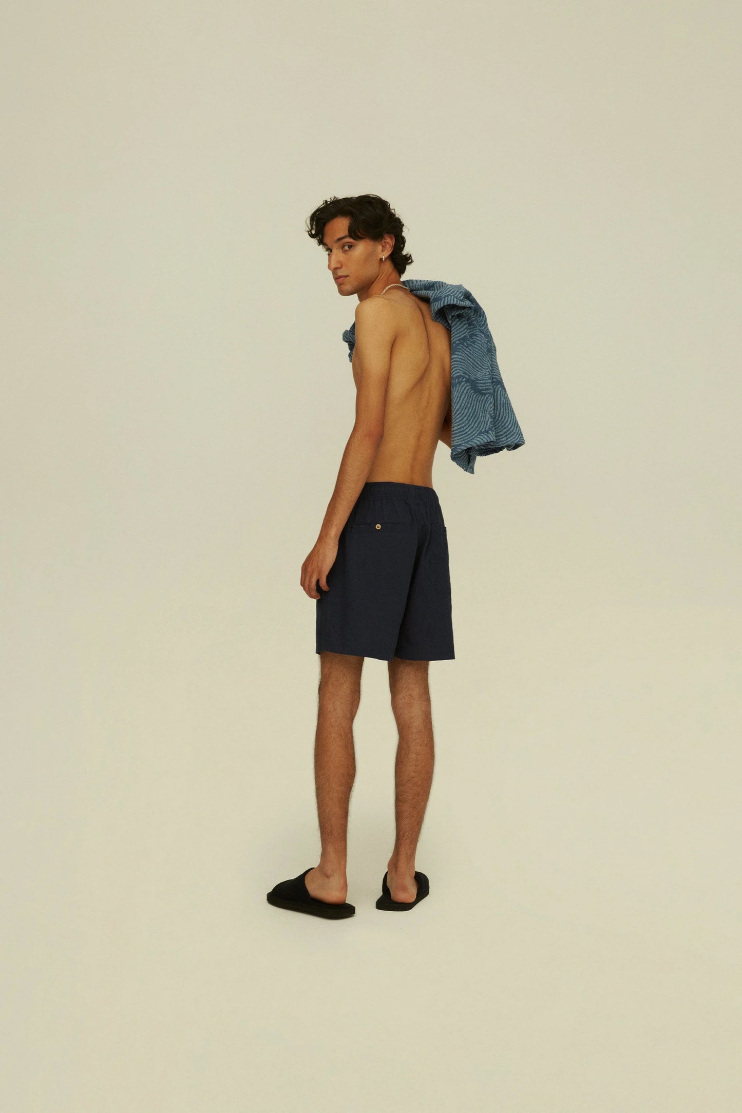 Navy Linen Shorts