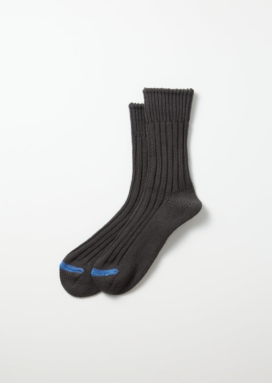 Ribbed Crew Socks - Charcoal/Blue