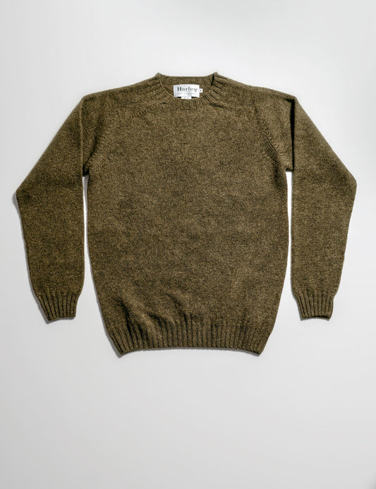 Slim-Fit Shetland Sweater - Dark Olive