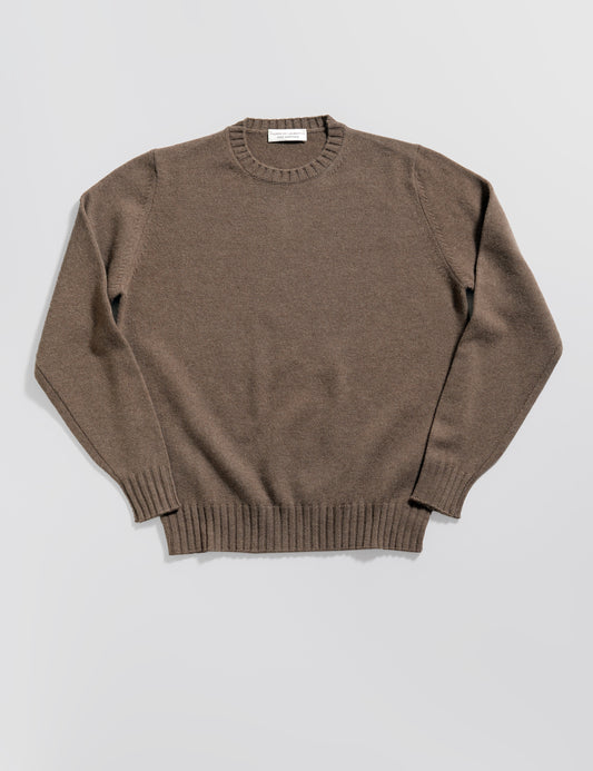 Wool Cashmere Ribbed Cuff Crewneck - Tortora