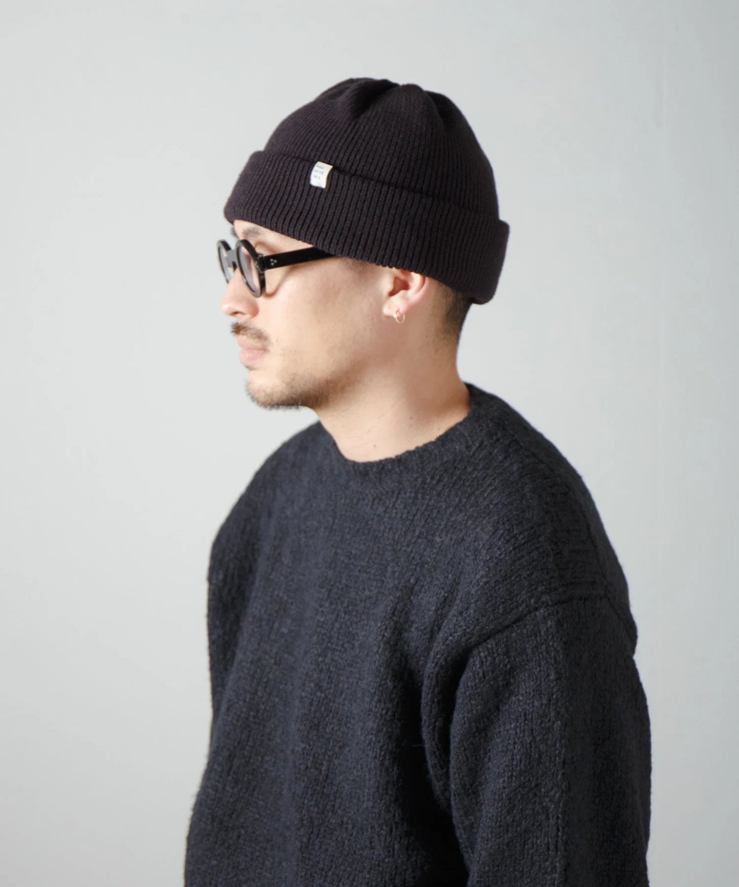 2-Way Solid Color Knit Beanie - Black