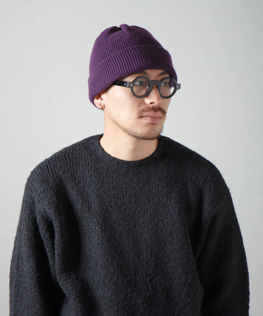 2-Way Solid Color Knit Beanie - Purple