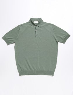 Solid Polo Shirt in Crepe Cotton - Verde