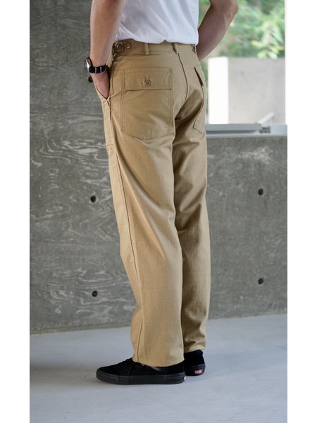 Side Pockets Suspender Pants KHAKI